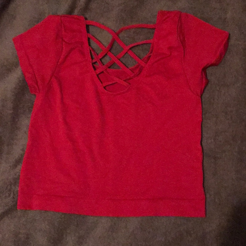Red tight cropped top